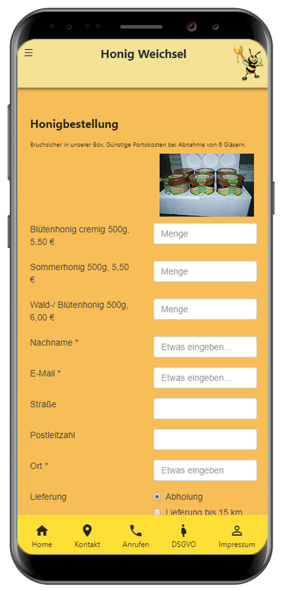 App - PWA Referenz Honig Weichsel