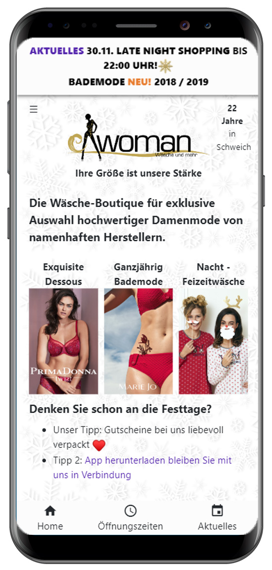 App - PWA Referenz Woman Wäsche und mehr 02