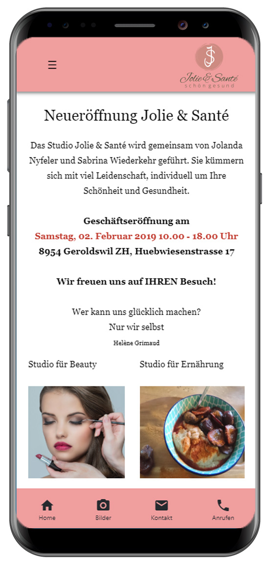 App - PWA Referenz Jolie & Santé