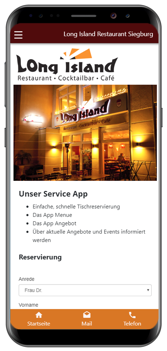 App - PWA Referenz Long Island Restaurant Siegburg