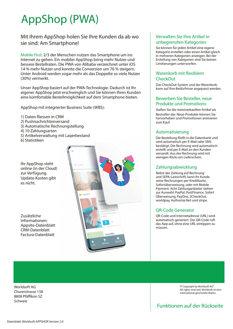 Worldsoft Shop Datenblatt